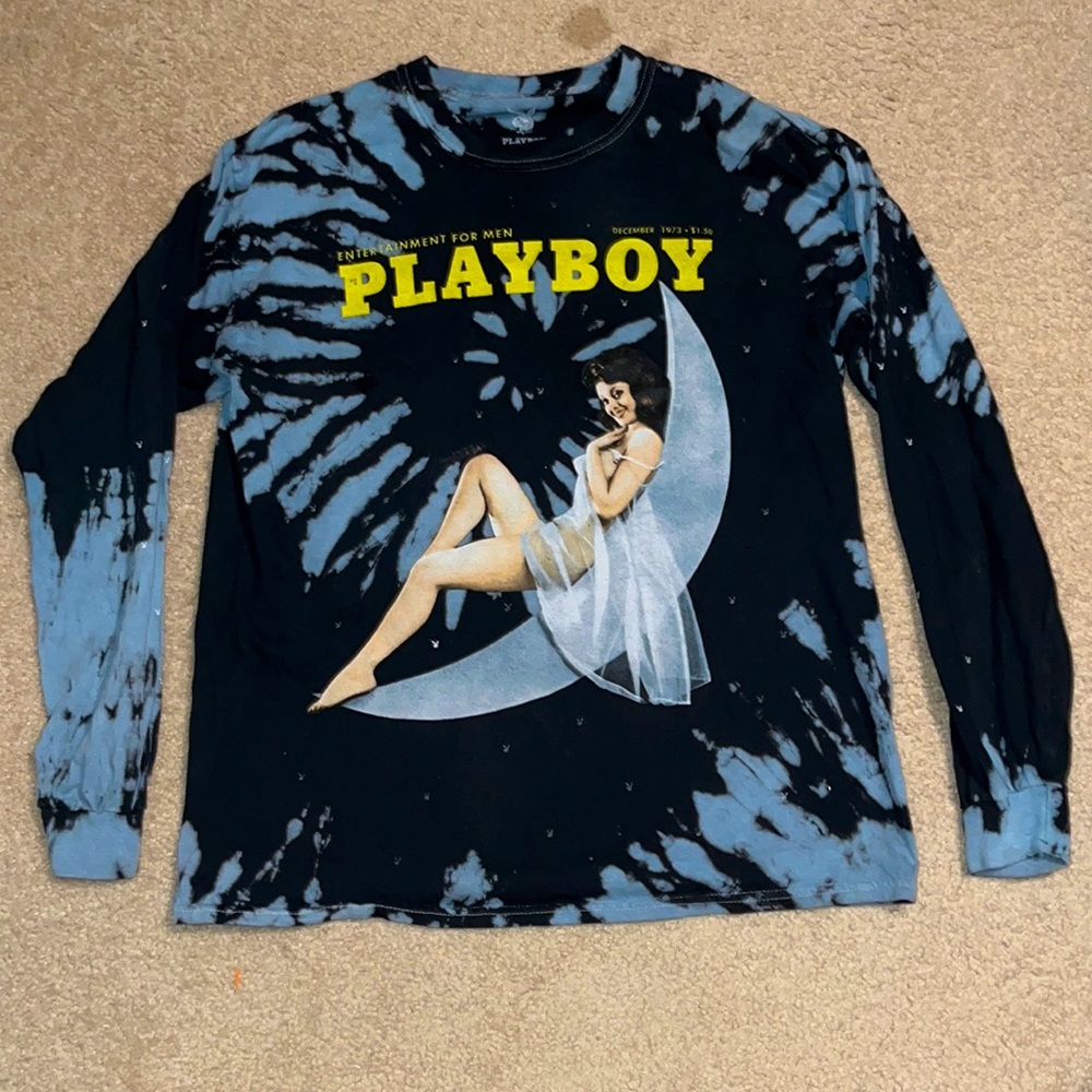 Black & Blue tie dye Playboy crew neck (medium)